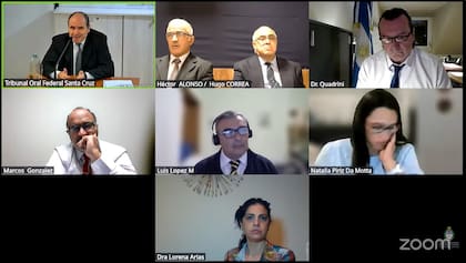Audiencia del juicio oral del jueves 9 de abril, en el Tribunal Oral Federal y Criminal de Río Gallegos por el hundimiento del submarino ARA San Juan.