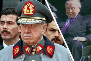 Augusto Pinochet, dos momentos: una imagen del ex dictador chileno tomada el 11 de septiembre de 1997, y otra en marzo de 2000, cuando regresó a Chile tras su detención en Londres.