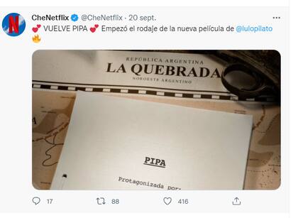 Aún se desconoce la fecha de estreno del film protagonizado por Luisana Lopilato (Foto: Captura Twitter/@CheNetflix)
