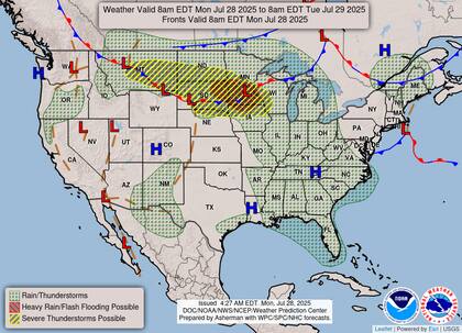 Aunque disminuyen las tormentas severas el martes, persiste el riesgo de inundaciones en Montana, Wyoming, Dakota del Sur, Nebraska e Iowa