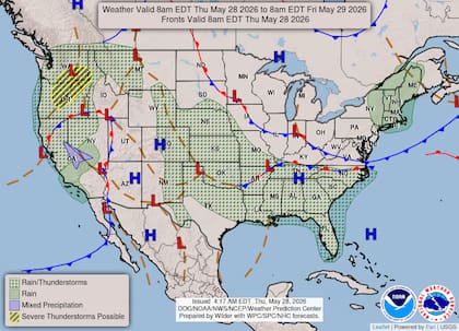 Aunque el riesgo bajó respecto a los primeros días de la semana, los suelos saturados desde Texas hasta el Golfo de México elevan la probabilidad de inundaciones repentinas