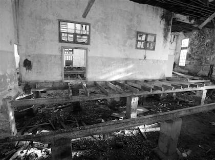 Ausencia de piso, paredes descascaradas y restos de mampostería se destacan en el interior