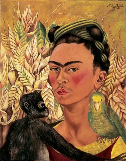 Autorretrato con chango y loro, Frida Kahlo, 1942