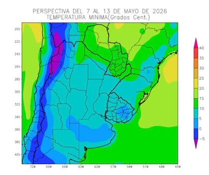Avance de aire frío con heladas generalizadas en el oeste y eventos localizados en la región pampeana