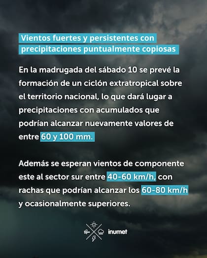 Aviso a la población del Instituto Uruguayo de Meteorología. Fuente: X