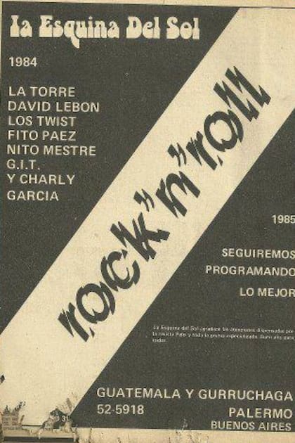 Aviso de los artistas que pasaron por La Esquina del Sol en 1984
