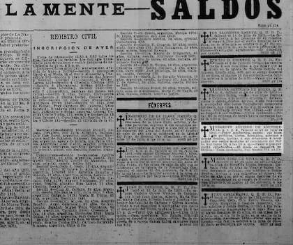 Aviso fúnebre de Pedro de Anchorena por la muerte de su esposa (Archivo)