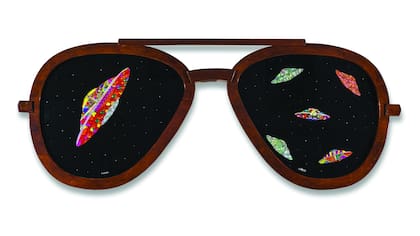 Avistaje, 1990, técnica mixta sobre vidrio