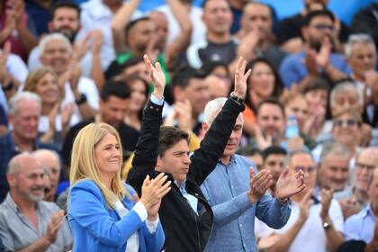 Axel Kicillof ayer, en el acto por el día de la lealtad, en Berisso