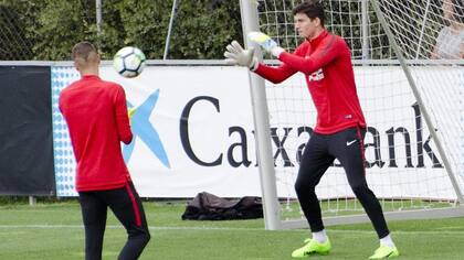 Axel Werner en su primera práctica con Atlético