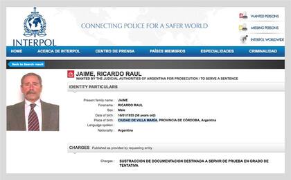 El pedido de captura de Ricardo Jaime en Interpol