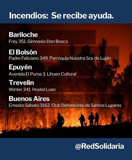 Ayuda para los incendios en el Sur