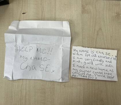 ."Ayúdame, mi nombre es Chase"