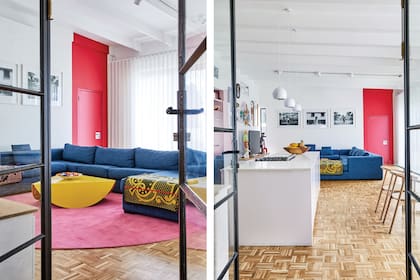 Azul, amarillo y rojo. Un trío potente que aceptó el rosa de la alfombra para salir de lo previsible.