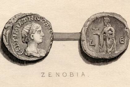 Monedas del siglo III con la imagen de Zenobia. 