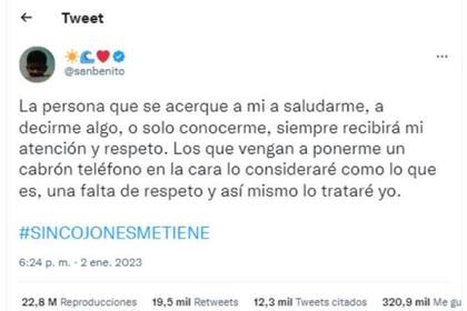 Bad Bunny hizo un descargo en redes sociales al momento que se vio envuelto en un escándalo (Captura Twitter @sanbenito)
