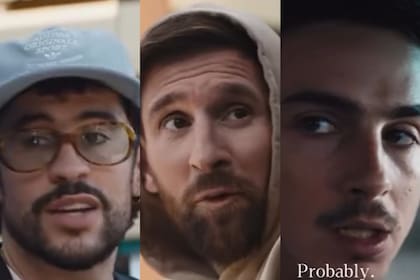 Bad Bunny, Messi y Timothée Chalamet juntos en una publicidad mundialista (Foto: Captura de video)