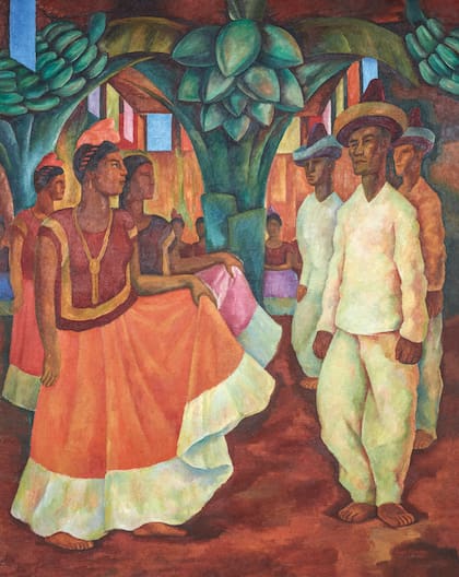 Baile en Tehuantepec (1928), de Diego Rivera, marcó un récord para el arte latinoamericano cuando Costantini la compró en forma privada por US$15,7 millones en 2016