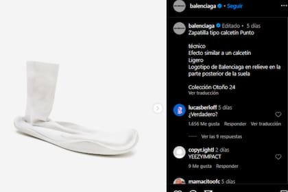 Balenciaga presentó sus nuevas zapatillas (Foto Instagram @balenciaga)