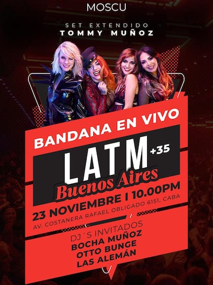 Bandana dará un show en vivo en la fiesta LATM +35 este domingo 23 de noviembre