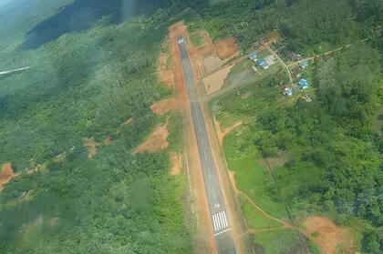 Una vista aérea del aeropuerto de Mindiptana