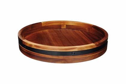 Esta bandeja giratoria de madera de acacia con borde metálico tiene un precio de apenas US$12.99 en Aldi, mientras que en Pottery Barn su costo es 10 veces más alto (Aldi)