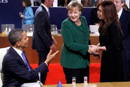 Barack Obama, Angela Merkel y Cristina Kirchner en 2011