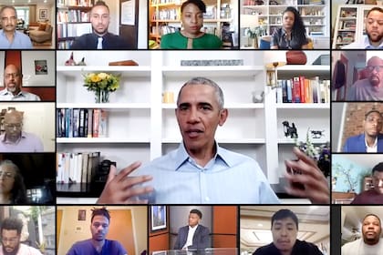 Barack Obama en modalidad videoconferencia