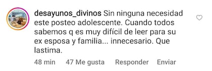 Bárbara Diez comentó una publicación de Horacio Rodríguez Larreta en Instagram.