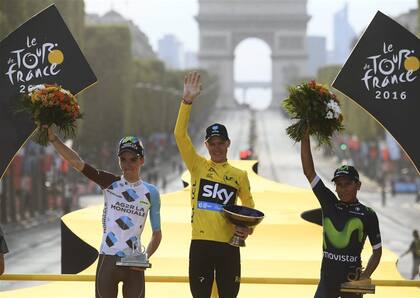 Bardet, Froome y Quintana, en el podio