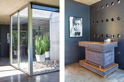 Barra tapizada estilo años 70 (Mercado de Pulgas) bajo el ojo atento del James Bond de Roger Moore.