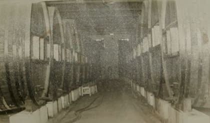 Barricas contenedoras de sidra en la estancia La California Argentina