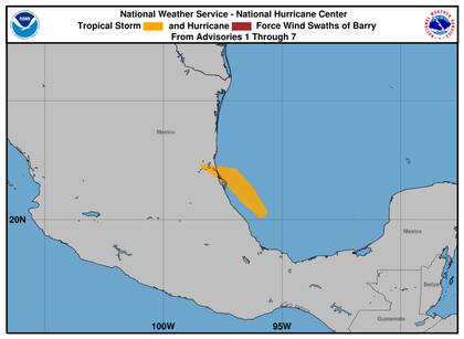 Barry aceleró su formación durante el fin de semana y se debilitó al tocar tierra en México