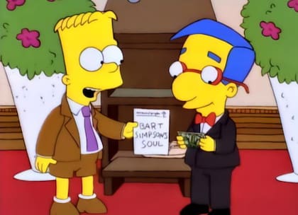 Bart le vendió su alma a Milhouse en la emblemática serie