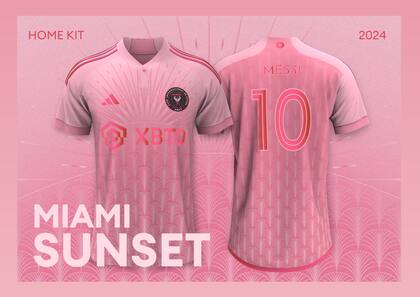 Basado en el atardecer de Miami, el diseñador recreó la camiseta titular del Inter con el 10 de Lionel Messi