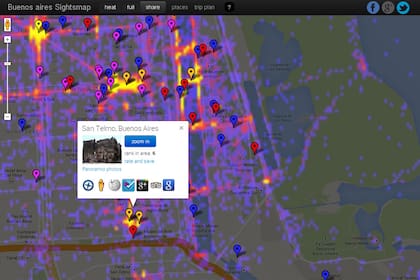 Basado en las fotos almacenadas en Panoramio, Sightsmap.com combina la información disponible en Foursquare, Wikipedia y Google+, entre otros servicios