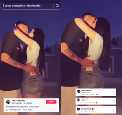 Bastián Demichelis se mostró a los besos y muy enamorado de su novia Tiziana Aranda (Foto: Captura de TikTok @ttizianaaranda)