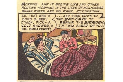 1954. Bruce Wayne y Dick Grayson en una de las imágenes utilizadas por el psiquiatra Frederic Wertham en su libro La seducción de los inocentes
