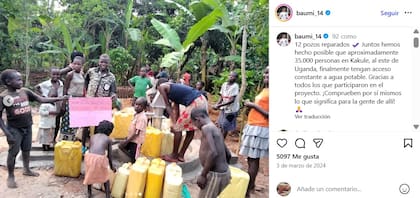 Baumgartner consiguió que los habitantes de Kakule tengan agua potable