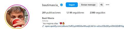 Bautista Mascia superó el millón de seguidores en Instagram