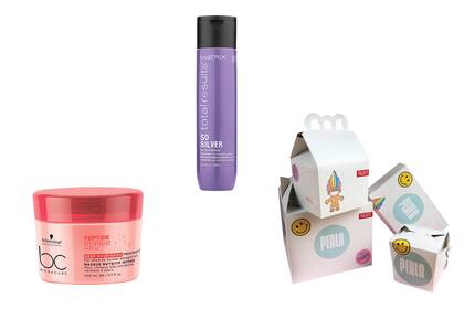 BC Bonacure Peptide Repair (Schwarzkopf / $1480). / Matrix So Silver Shampoo violeta (Matrix / $790).