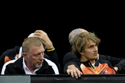 Becker y Zverev juntos, durante un partido ente Alemania y Suiza por la Copa Davis 2023