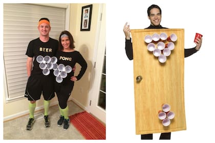 Beer Pong, otro disfraz viral perfecto para solteros o para ir en pareja (Collage FotoJet)