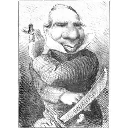Benito Juárez en una caricatura política de un grupo conservador del siglo XIX