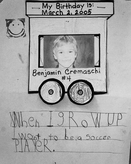 Un dibujo premonitorio: Benjamín Cremaschi siempre quiso ser jugador de fútbol. Ahora, juega en Inter Miami junto al capitán de la selección argentina, Lionel Messi