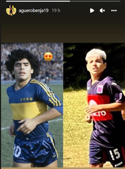 Benjamín Agüero recordó a su abuelo, Maradona, en un posteo de Instagram
Foto: captura de pantalla