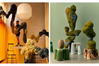 Benjamin Avery montando una de sus grandes instalaciones. La naturaleza potente e imponente.