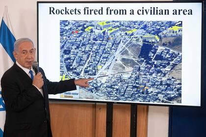 Benjamin Netanyahu, durante una exposición sobre el conflicto