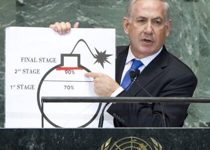 Benjamin Netanyahu en un discurso frente a la ONU en 2012