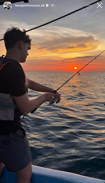 Benjamín Vicuña compartió un día de pesca con Bautista